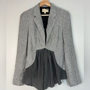 Elizabeth and James Gray Cotton Silk Peplum Blazer Jacket Women’s 6